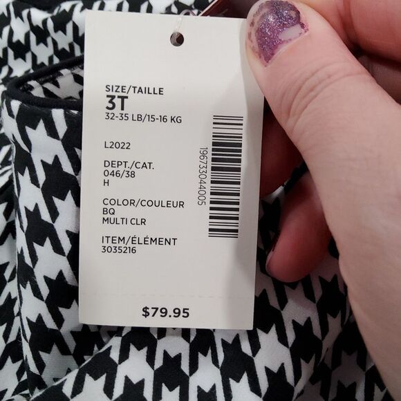 GYMBOREE 3T Kids Black and White Olivia Houndstooth Dress NWT - Picture 3 of 4